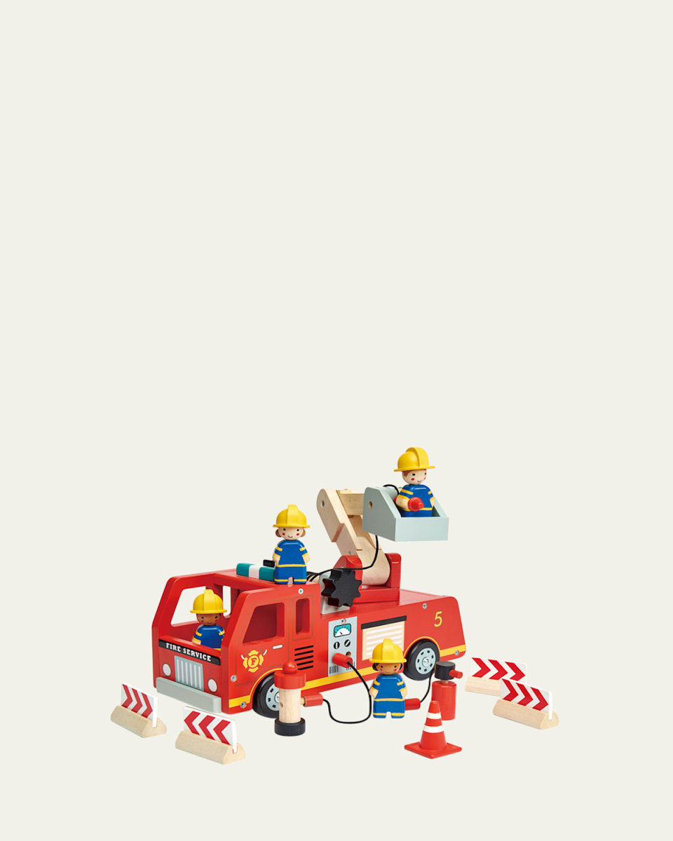 Kid's Fire Engine Wooden Toy Set